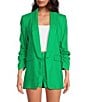 Color:Kelly Green - Image 1 - Jemma Linen Shawl Lapel Collar 3/4 Sleeve Blazer