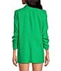Color:Kelly Green - Image 2 - Jemma Linen Shawl Lapel Collar 3/4 Sleeve Blazer