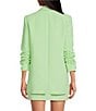 Color:Pear - Image 2 - Jemma Satin Ruched 3/4 Sleeve Shawl Collar Boyfriend Blazer