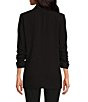 Color:Black - Image 2 - Jemma Ruched 3/4 Sleeve Shawl Collar Boyfriend Blazer
