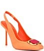 Color:Cara Orange - Image 1 - Jemma Square Toe Jewel Slingback Pumps
