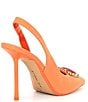 Color:Cara Orange - Image 2 - Jemma Square Toe Jewel Slingback Pumps