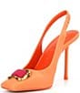 Color:Cara Orange - Image 4 - Jemma Square Toe Jewel Slingback Pumps