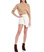 Color:Ivory - Image 3 - Jenn Asymmetric Denim Skirt