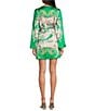 Gianni Bini Jenni Paisley Printed Satin V-Neck Long Sleeve Mini Wrap Dress, Color:Green Print - Image 2