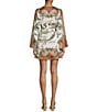 Gianni Bini Jenni Paisley Printed Satin V-Neck Long Sleeve Mini Wrap Dress, Color:Light Brown Paisley - Image 2