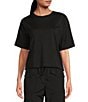 Gianni Bini Jersey Knit Crew Neck Short Sleeve Relaxed Tee Shirt, Color:Black - Image 1