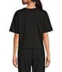 Gianni Bini Jersey Knit Crew Neck Short Sleeve Relaxed Tee Shirt, Color:Black - Image 2
