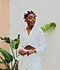 Color:Ivory - Image 1 - x Venita Aspen Jessamine Linen Button Front Point Collar Blouse