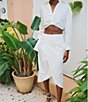 Color:Ivory - Image 2 - x Venita Aspen Jessamine Linen Button Front Point Collar Blouse