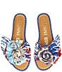 Gianni Bini Jillian Printed Mismatched Shell Ornament Slide Sandals - Image 1