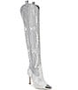 Color:Silver - Image 1 - Katyanna Over-the-Knee Rhinestone Embellished Western Dress Boots
