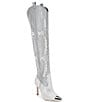 Color:Silver - Image 1 - KatyannaTwo Narrow Calf Rhinestone Over-the-Knee Western Boots