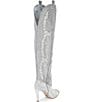 Color:Silver - Image 2 - KatyannaTwo Narrow Calf Rhinestone Over-the-Knee Western Boots