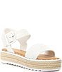 Color:White - Image 1 - Keeganfour Pearl Embellished Oversized Buckle Platform Espadrille Sandals