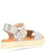 Color:Soft Bisque - Image 2 - KeeganThree Rhinestone Embellished Oversized Buckle Detail Platform Espadrille Sandals