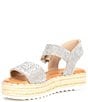 Color:Soft Bisque - Image 4 - KeeganThree Rhinestone Embellished Oversized Buckle Detail Platform Espadrille Sandals