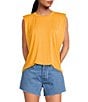 Gianni Bini Kelia Muscle Shoulder Pad Sleeveless Crew Neck Knit Tank, Color:Apricot - Image 1