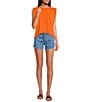 Gianni Bini Kelia Muscle Shoulder Pad Sleeveless Crew Neck Knit Tank, Color:Mandarin - Image 4