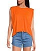 Gianni Bini Kelia Muscle Shoulder Pad Sleeveless Crew Neck Knit Tank, Color:Mandarin - Image 1