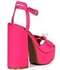 Color:Pink - Image 2 - KemaraFour Matte Satin Oversized Pearl Platform Sandals