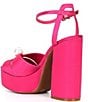 Color:Pink - Image 3 - KemaraFour Matte Satin Oversized Pearl Platform Sandals