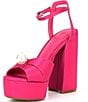 Color:Pink - Image 4 - KemaraFour Matte Satin Oversized Pearl Platform Sandals
