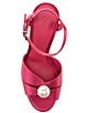 Color:Pink - Image 5 - KemaraFour Matte Satin Oversized Pearl Platform Sandals