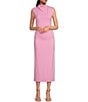 Color:Pop Pink - Image 1 - Knit Mock Neck Cap Sleeve Bodycon Midi Dress