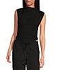 Gianni Bini Knit Mock Neck Cap Sleeve Crop Top, Color:Black - Image 1