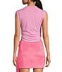 Color:Pop Pink - Image 2 - Knit Mock Neck Cap Sleeve Crop Top