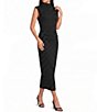 Gianni Bini Knit Polka Dot Mock Neck Cap Sleeve Bodycon Midi Dress - Image 1