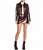 Gianni Bini Kora Collared Long Sleeve Luxe Coated Coordinating Jacket, Color:Mulberry - Image 4