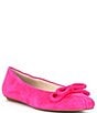 Color:Pink - Image 1 - Lake Suede Double Bow Ballet Flats