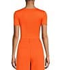 Color:Mandarin - Image 2 - Layla Short Sleeve Crew Neck Coordinating Bodysuit