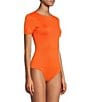 Color:Mandarin - Image 3 - Layla Short Sleeve Crew Neck Coordinating Bodysuit