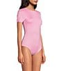 Color:Pop Pink - Image 3 - Layla Short Sleeve Crew Neck Coordinating Bodysuit
