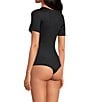 Color:Black - Image 4 - Layla Short Sleeve Crew Neck Coordinating Bodysuit