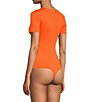 Color:Mandarin - Image 4 - Layla Short Sleeve Crew Neck Coordinating Bodysuit
