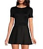 Gianni Bini Layla Short Sleeve Crew Neck Coordinating Bodysuit, Color:Black - Image 1