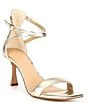 Color:Sand Gold - Image 1 - Layney Metallic Leather Square Toe Strappy Dress Sandals