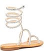 Color:Bisque - Image 2 - Leona Rhinestone Embellished Ankle Wrap Flat Sandals