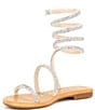 Color:Bisque - Image 4 - Leona Rhinestone Embellished Ankle Wrap Flat Sandals
