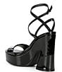 Color:Black - Image 3 - Lexey Patent Ankle Strap Platform Dress Sandals