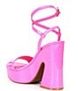 Color:Flirty Fuchsia - Image 3 - Lexey Patent Ankle Strap Platform Dress Sandals
