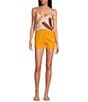 Gianni Bini Lila Flat Front Linen Shorts, Color:Apricot - Image 3
