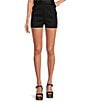 Gianni Bini Lila Flat Front Linen Shorts, Color:Black - Image 1