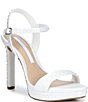 Gianni Bini Lillet Two Satin Clear Rhinestone Platform Dress Sandals - Image 1