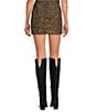 Gianni Bini Liora Sequin Tweed A-Line Mini Skirt, Color:Brown Tweed - Image 5