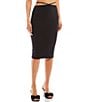 Color:Black - Image 1 - Lisa Ribbed Knit Criss Cross Waist Coordinating Pull-On Midi Skirt